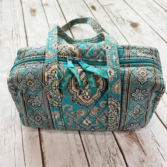 Vera Bradley Handbags - Vera Bradley Hand Bag Shoulder 12" x 5" Totally Turquoise‎ Cotton Travel Duffel